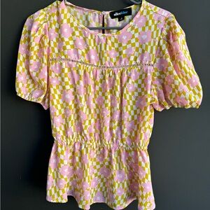 Aliceblue women's pink and green striped short-sleeve top